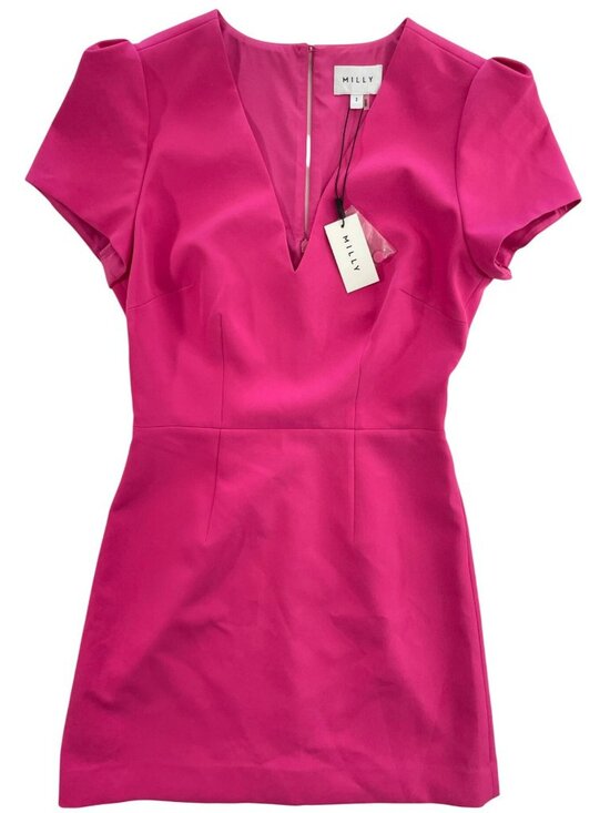 Milly Dresses & Skirts - Milly Atalie Cady Dress Pink Short Sleeve Back Zipper Size 2 LIST$365 DEFECT/NEW